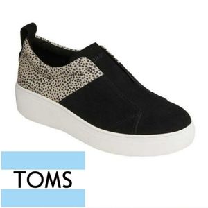Toms Amber Black Suede  Cheetah Sneakers